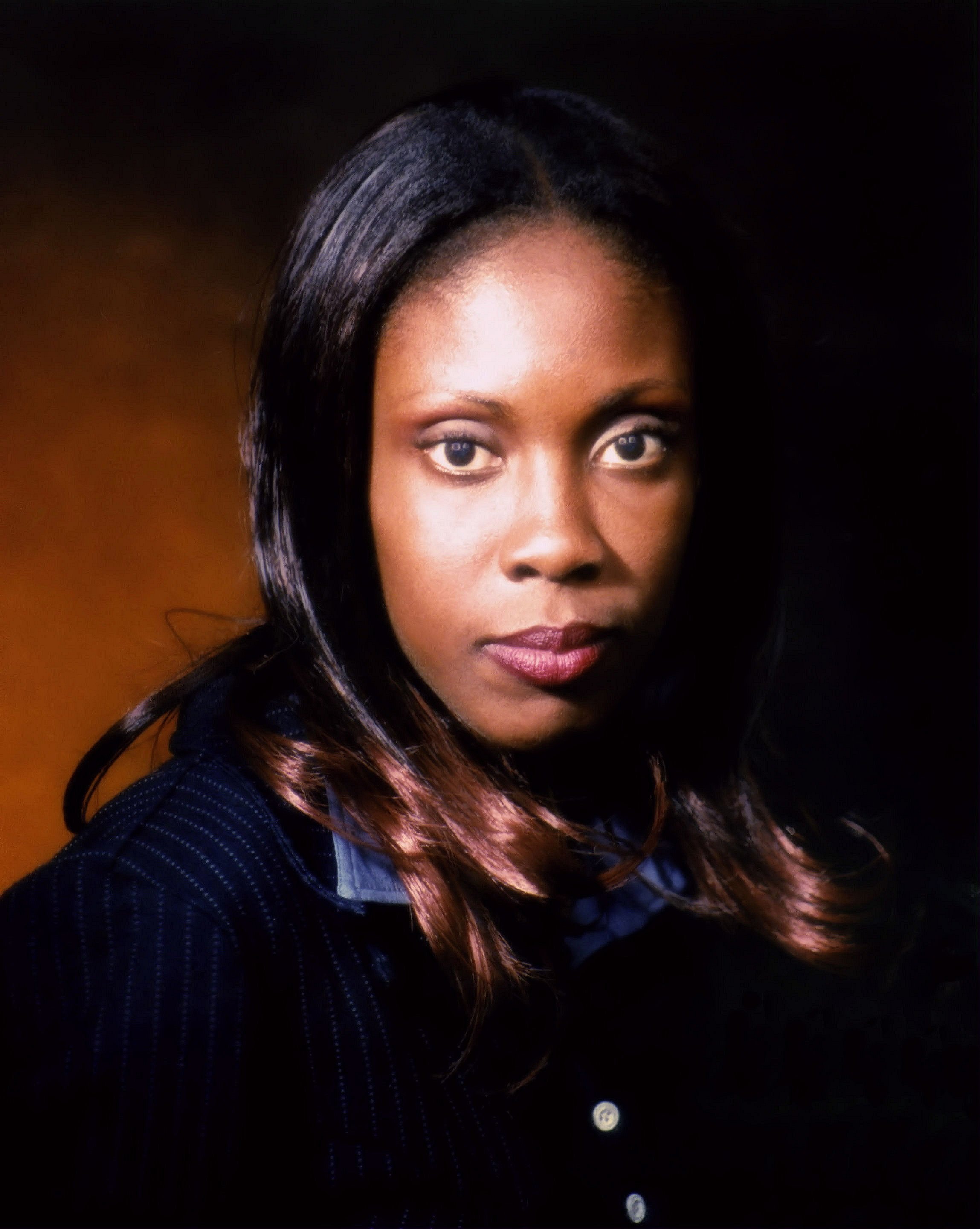 Woman with long dark hair portrait